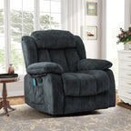 🔥 CLEARANCE SALE — 37.4" Wide Contemporary Compact Microfiber Swivel Rocker Manual Recliner Chair with Heat and Massage