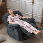 🔥 CLEARANCE SALE — 37.4" Wide Contemporary Compact Microfiber Swivel Rocker Manual Recliner Chair with Heat and Massage