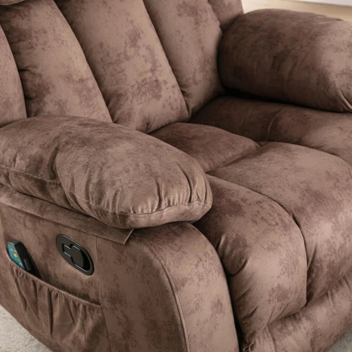 🔥 CLEARANCE SALE — 37.4" Wide Contemporary Compact Microfiber Swivel Rocker Manual Recliner Chair with Heat and Massage