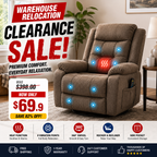 🔥 CLEARANCE SALE — 37.4" Wide Contemporary Compact Microfiber Swivel Rocker Manual Recliner Chair with Heat and Massage