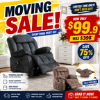 🔥 CLEARANCE SALE — 37.4" Wide Contemporary Compact Microfiber Swivel Rocker Manual Recliner Chair with Heat and Massage