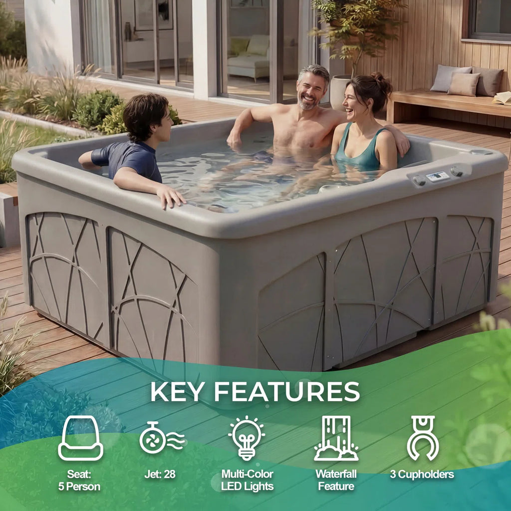 110 Volt 5-Person 28-Jet Rectangle Plug and Play Hot Tub