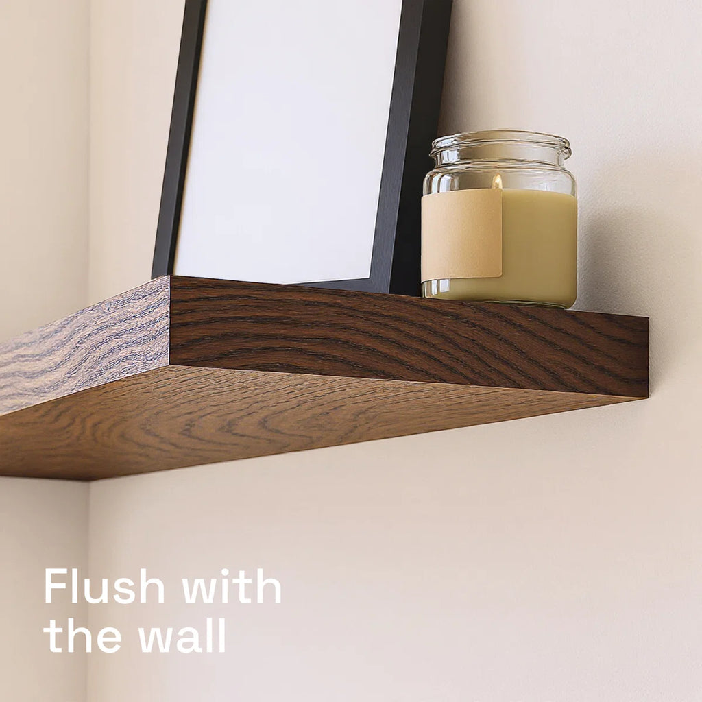 Solid Wood Floating Shelves, Wooden Shelves for Wall Storage (Set of 2)
