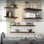 Solid Wood Floating Shelves, Wooden Shelves for Wall Storage (Set of 2)