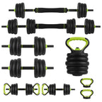 Adjustable Dumbbells(19-Piece Set), 44Lbs Free Weight Set with Connector, 4 In1 Weight Dumbbell Set Used As Kettlebells, Barbell, Push Up Stand, Fitness Exercise for Home Gym Suitable Men/Women,Green