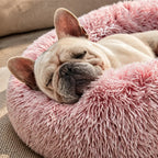 Donut Dog and Cat Bed - Soft Plush Pet Bed for Calming Sleep