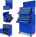 🔥CLEARANCE SALE｜13-Drawer Tool Chest with Double Door Handle,2 in 1 Detachable Rolling Tool Chests with Wheels and Drawers,Large Tool Box with Lock,Mobile Steel Tool Cabinet Storage