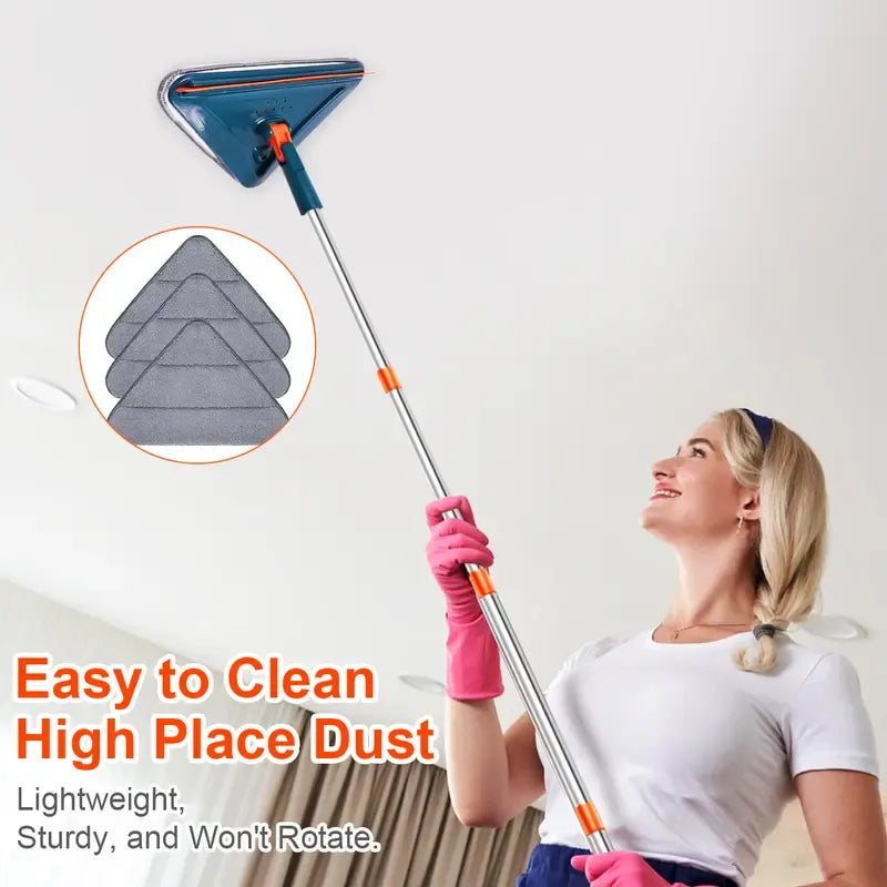 Today Only: $39｜Long Handle Wall Cleaner Adjustable Length Wall Mop 360° Spinning Head Floor Wall Washing Cleaning Tool for Walls Ceiling Fans Floors Baseboards Dust Kitchen General Purpose, 6 Replacement Pads and 1 Silicone Squeegee