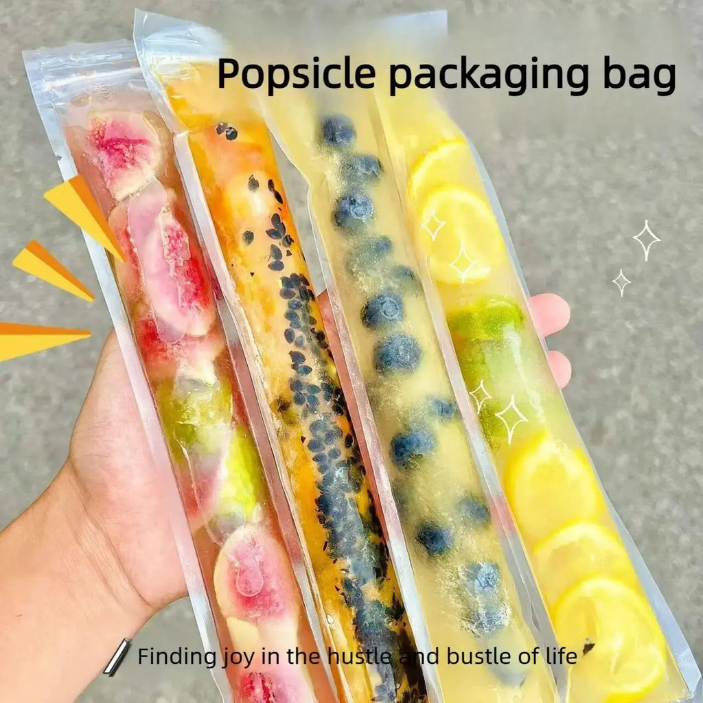 Today Only: $9.9｜100 PCS Food-grade disposable popsicle bags, fruit jelly bags, ice cream, popsicle sticks, long strips, homemade ice pop bags, BPA Free, Leak-Proof, Self-Sealing, Freezer Safe, Kids Friendly, DIY Popsicle Supplies