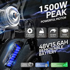 🔥MOVING SALE｜1500W Adult Electric Bike: Full Suspension, Max Speed 30+ MPH, Range 40–70 Miles | 48V 15Ah Removable Battery, LED Headlight, 20-inch All-Terrain Fat Tires