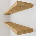 Solid Wood Floating Shelves, Wooden Shelves for Wall Storage (Set of 2)