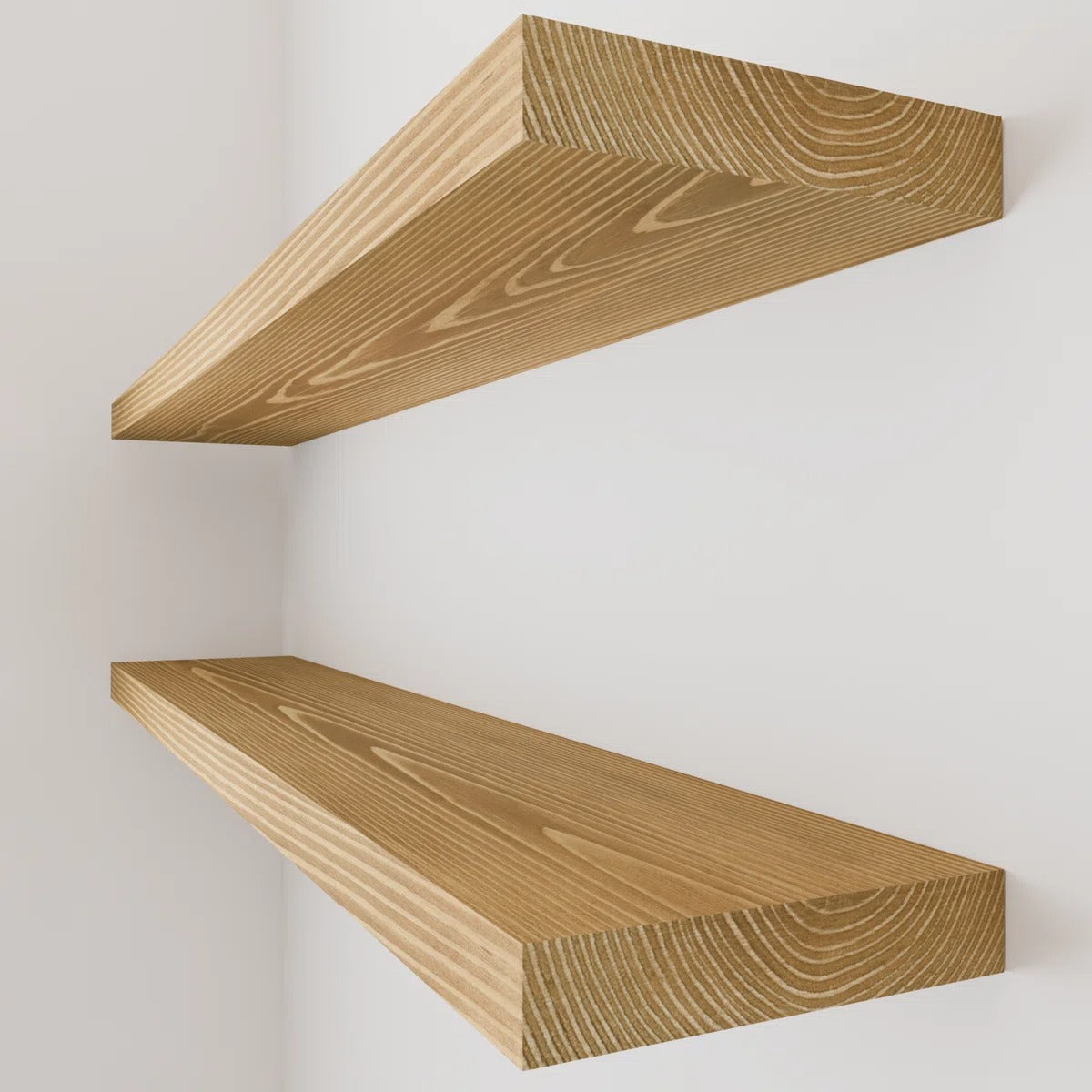 Solid Wood Floating Shelves, Wooden Shelves for Wall Storage (Set of 2)