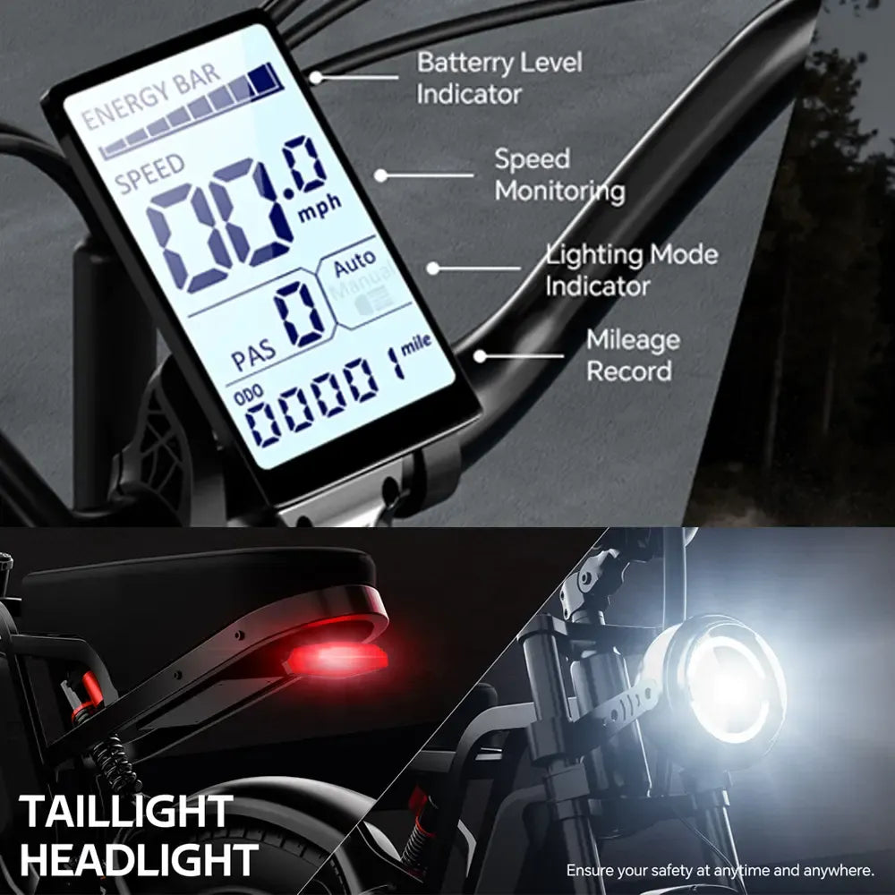 🔥MOVING SALE｜1500W Adult Electric Bike: Full Suspension, Max Speed 30+ MPH, Range 40–70 Miles | 48V 15Ah Removable Battery, LED Headlight, 20-inch All-Terrain Fat Tires