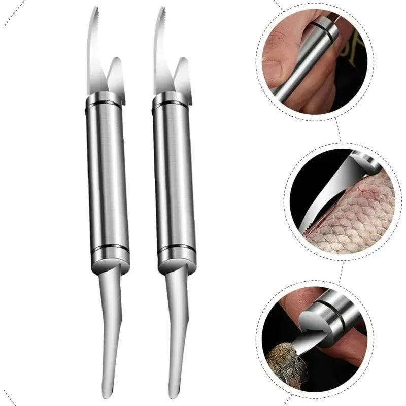 Today Only: $9.9｜5 In 1 Multifunctional Shrimp Line Fish Maw Knife Stainless Steel Shrimp Deveiner Tool Multifunctional Fast Shrimp Peeler Fish Scale Remover Kitchen Fish and Shrimp Duck Intestine Cleaner