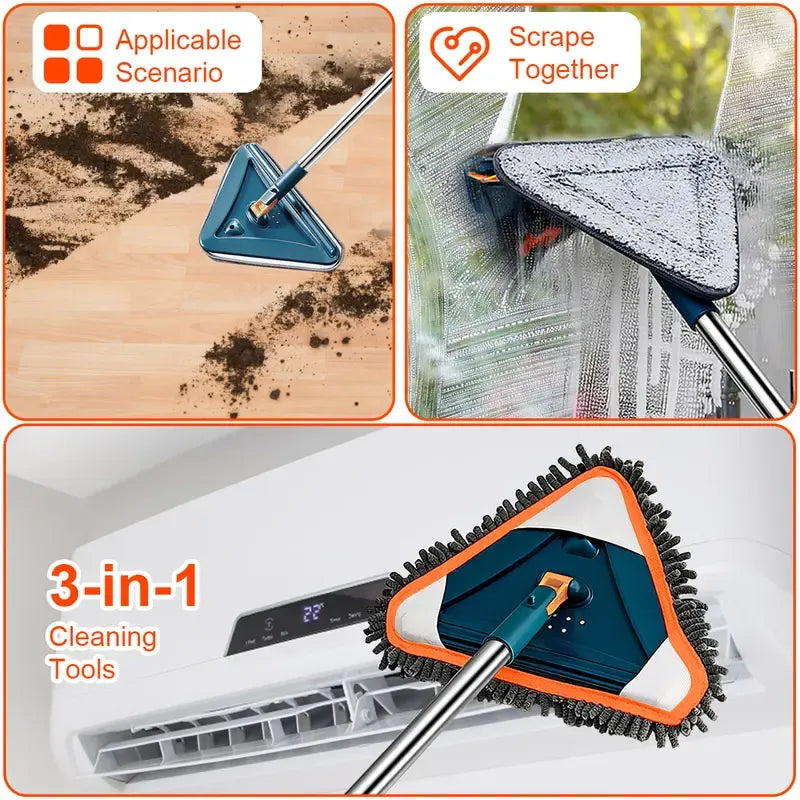 Today Only: $39｜Long Handle Wall Cleaner Adjustable Length Wall Mop 360° Spinning Head Floor Wall Washing Cleaning Tool for Walls Ceiling Fans Floors Baseboards Dust Kitchen General Purpose, 6 Replacement Pads and 1 Silicone Squeegee
