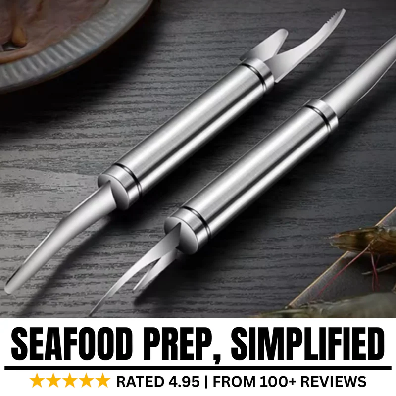 Today Only: $9.9｜5 In 1 Multifunctional Shrimp Line Fish Maw Knife Stainless Steel Shrimp Deveiner Tool Multifunctional Fast Shrimp Peeler Fish Scale Remover Kitchen Fish and Shrimp Duck Intestine Cleaner