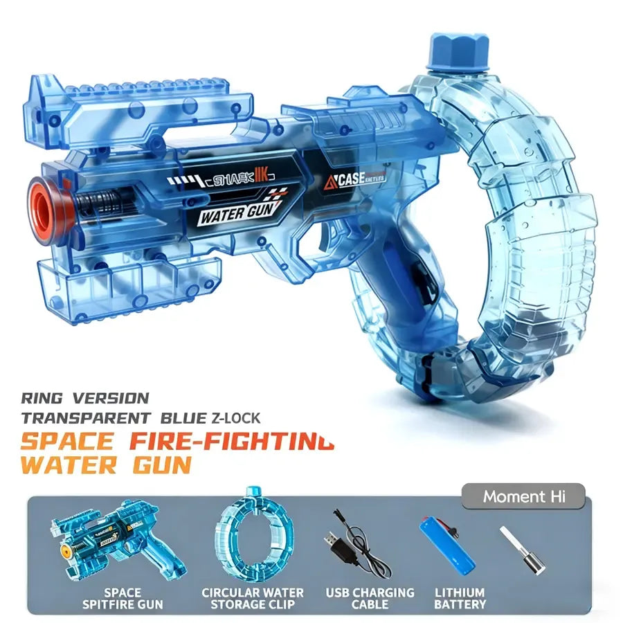 LED Electric Water Blaster with Space Energy Ring Design, Summer vibes, High-pressure & Long-range,Summervibes, Large Capacit【Safe & Harmless Water Gun Toy】