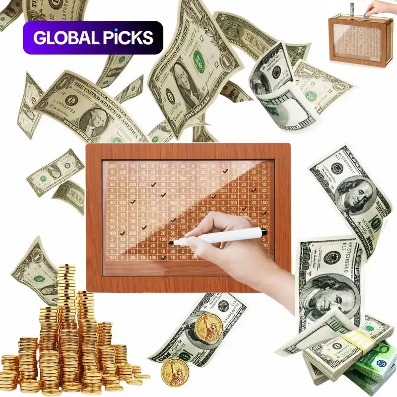 Today Only: $29.9｜Wooden Cash Saving Box, Piggybank, 1/20pcs Cash Saving Challenge Money Organizer Box, Gift for Friends, Wooden Savings Box