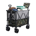 320L Outdoor Folding Double-Decker Wagon with Brakes, 440 lbs Capacity, Flexible Handle, All-Terrain Big Wheels, Compact Pack & Foldable Size for Grocery, Camping