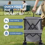 320L Outdoor Folding Double-Decker Wagon with Brakes, 440 lbs Capacity, Flexible Handle, All-Terrain Big Wheels, Compact Pack & Foldable Size for Grocery, Camping
