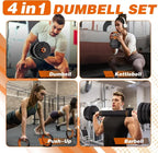 Adjustable Dumbbell Set, 44/66/88 lbs Weight Set Use as Dumbbell, Barbell, Kettlebell and Push-up Pesas Para Ejercicios en Casa