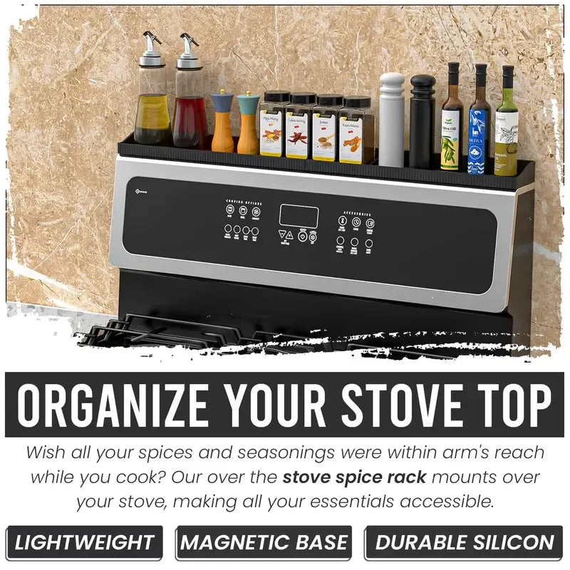 Today Only: $19｜Silicone Magnetic Spice Rack, Kitchen Gadget Storage Rack for Stove Top, Adjustable Shelf & Home Organizer for Kitchen Accessories & Organization