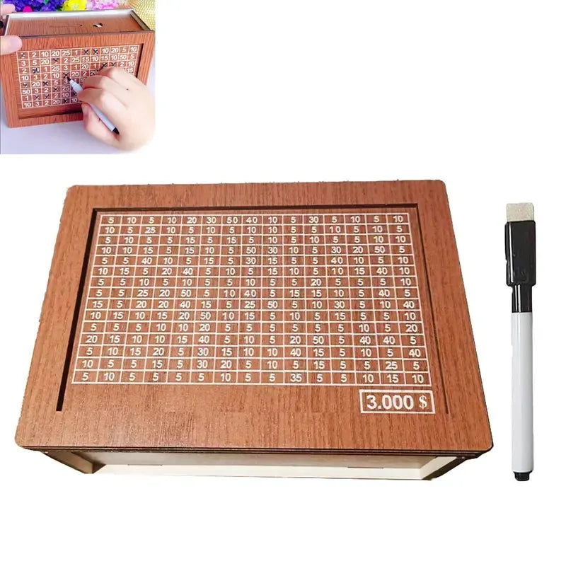 Today Only: $29.9｜Wooden Cash Saving Box, Piggybank, 1/20pcs Cash Saving Challenge Money Organizer Box, Gift for Friends, Wooden Savings Box