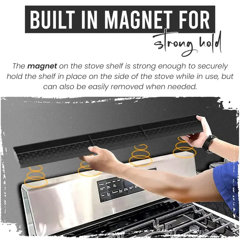Today Only: $19｜Silicone Magnetic Spice Rack, Kitchen Gadget Storage Rack for Stove Top, Adjustable Shelf & Home Organizer for Kitchen Accessories & Organization