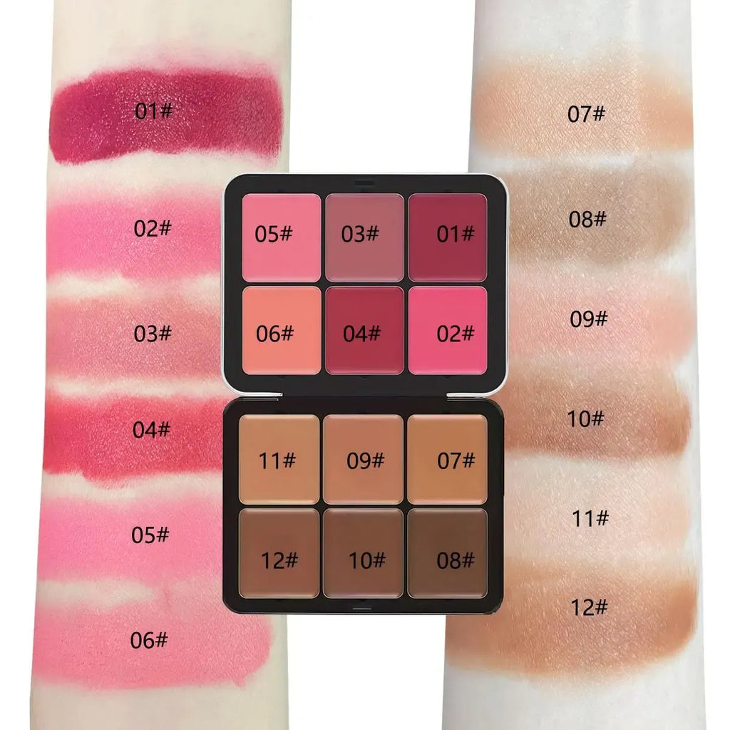 Today Only: $19.99｜6 Color Cosmetic Concealer & 6 Color Blush Palette, Long Lasting Makeup Palette, Tinted Facial Contouring Makeup Products, Summer Gift, Girly Room Accessories Makeup, Cosmetics Products, Face Time Palette