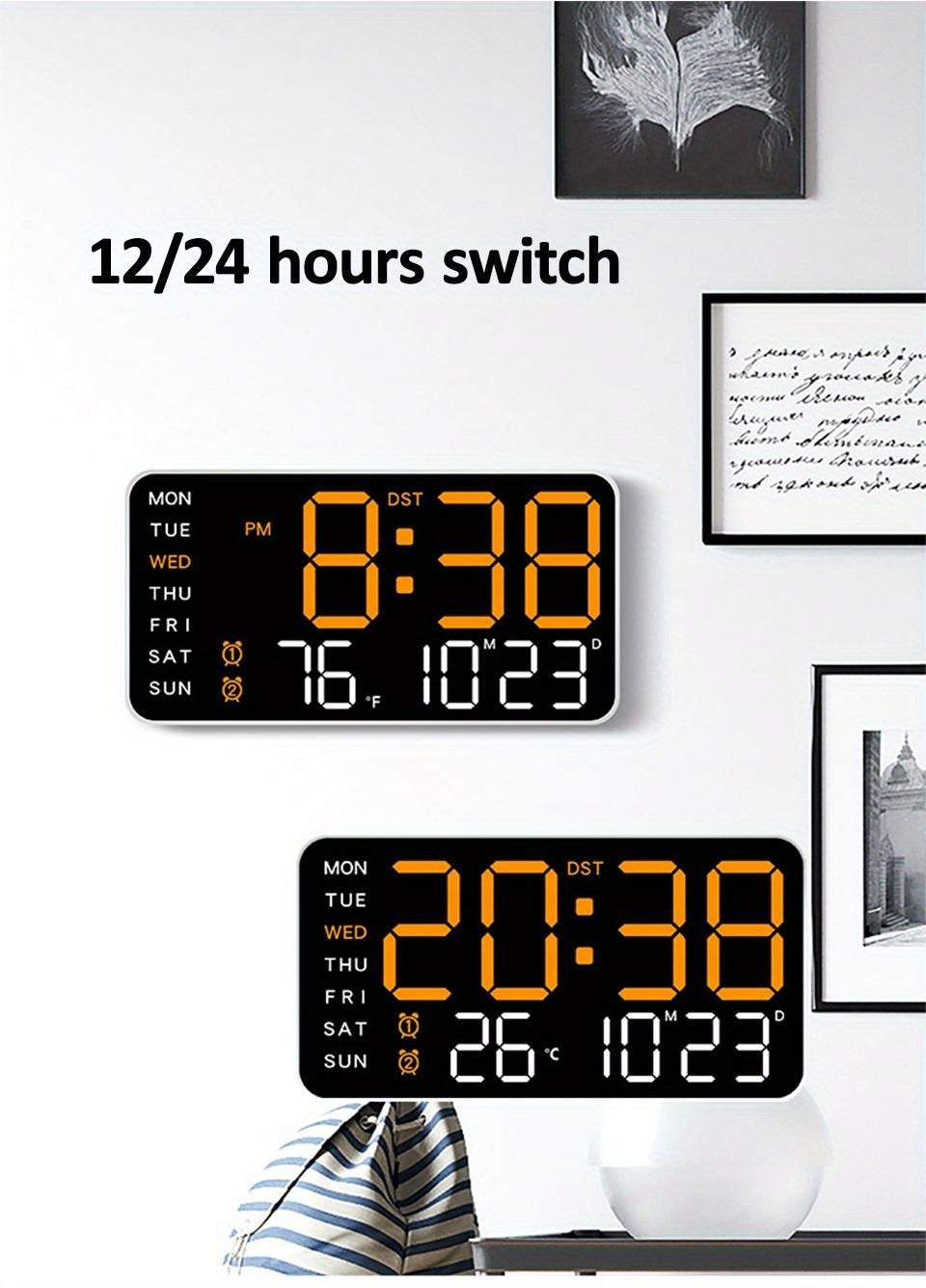 Today Only: $29.99｜Large Digital Wall Clock with LED Display, Led Alarm Clock, Date & Temperature Timer, Ideal Gift for the Elderly, Living Room & Bedroom Decor, Creative Decorative Clock, Led Wall Clocks