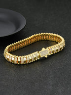 Today Only: $19.9｜9mm Snake Bone Chain Hip Hop Bracelet with Sparkling Synthetic Gemstones, Cubic Zirconia Bracelet, Unisex Luxury Jewelry Gift, Fashionable Accessory for All Occasions