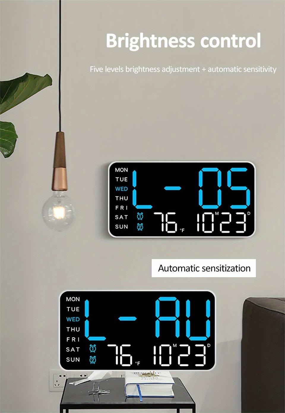 Today Only: $29.99｜Large Digital Wall Clock with LED Display, Led Alarm Clock, Date & Temperature Timer, Ideal Gift for the Elderly, Living Room & Bedroom Decor, Creative Decorative Clock, Led Wall Clocks