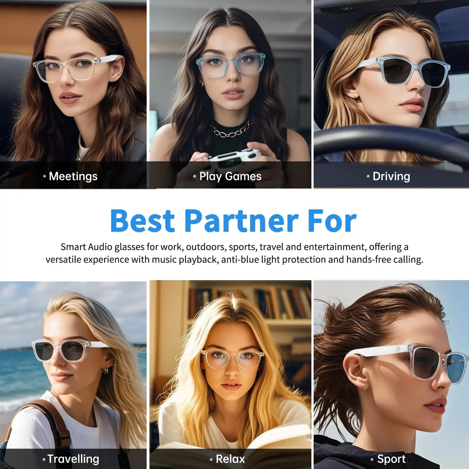 Today Only: $29｜Smart translation glasses feature automatically adjusting polarized lenses, a built-in speaker, microphone, and blue light blocking, allowing users to listen to music and make phone calls.