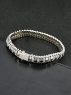 Today Only: $19.9｜9mm Snake Bone Chain Hip Hop Bracelet with Sparkling Synthetic Gemstones, Cubic Zirconia Bracelet, Unisex Luxury Jewelry Gift, Fashionable Accessory for All Occasions