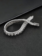 Today Only: $19.9｜9mm Snake Bone Chain Hip Hop Bracelet with Sparkling Synthetic Gemstones, Cubic Zirconia Bracelet, Unisex Luxury Jewelry Gift, Fashionable Accessory for All Occasions