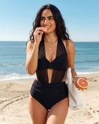 High-Waisted Tummy Control Mesh Bikini Set