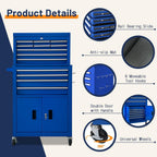 🔥CLEARANCE SALE｜13-Drawer Tool Chest with Double Door Handle,2 in 1 Detachable Rolling Tool Chests with Wheels and Drawers,Large Tool Box with Lock,Mobile Steel Tool Cabinet Storage