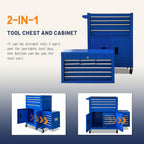 🔥CLEARANCE SALE｜13-Drawer Tool Chest with Double Door Handle,2 in 1 Detachable Rolling Tool Chests with Wheels and Drawers,Large Tool Box with Lock,Mobile Steel Tool Cabinet Storage