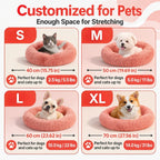 Donut Dog and Cat Bed - Soft Plush Pet Bed for Calming Sleep
