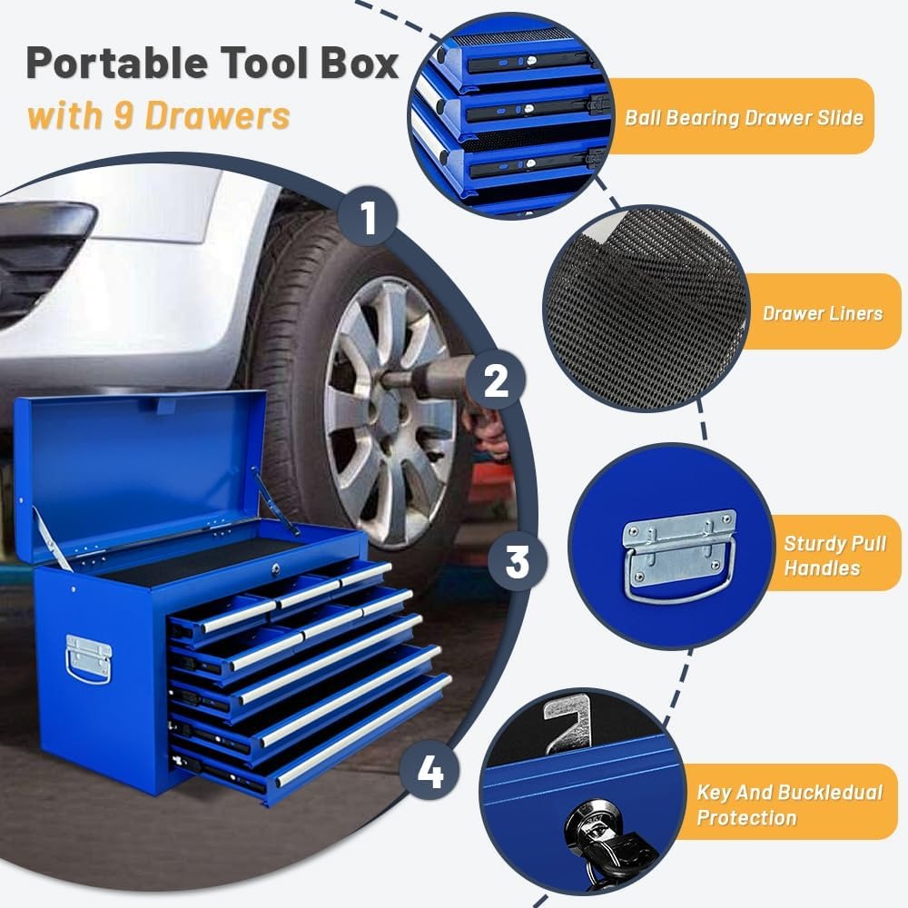 🔥CLEARANCE SALE｜13-Drawer Tool Chest with Double Door Handle,2 in 1 Detachable Rolling Tool Chests with Wheels and Drawers,Large Tool Box with Lock,Mobile Steel Tool Cabinet Storage