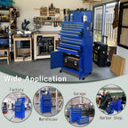 🔥CLEARANCE SALE｜13-Drawer Tool Chest with Double Door Handle,2 in 1 Detachable Rolling Tool Chests with Wheels and Drawers,Large Tool Box with Lock,Mobile Steel Tool Cabinet Storage