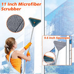 Today Only: $39｜Long Handle Wall Cleaner Adjustable Length Wall Mop 360° Spinning Head Floor Wall Washing Cleaning Tool for Walls Ceiling Fans Floors Baseboards Dust Kitchen General Purpose, 6 Replacement Pads and 1 Silicone Squeegee