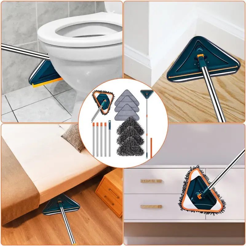 Today Only: $39｜Long Handle Wall Cleaner Adjustable Length Wall Mop 360° Spinning Head Floor Wall Washing Cleaning Tool for Walls Ceiling Fans Floors Baseboards Dust Kitchen General Purpose, 6 Replacement Pads and 1 Silicone Squeegee
